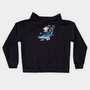 Whale with Lotus flower Kids Hoodie